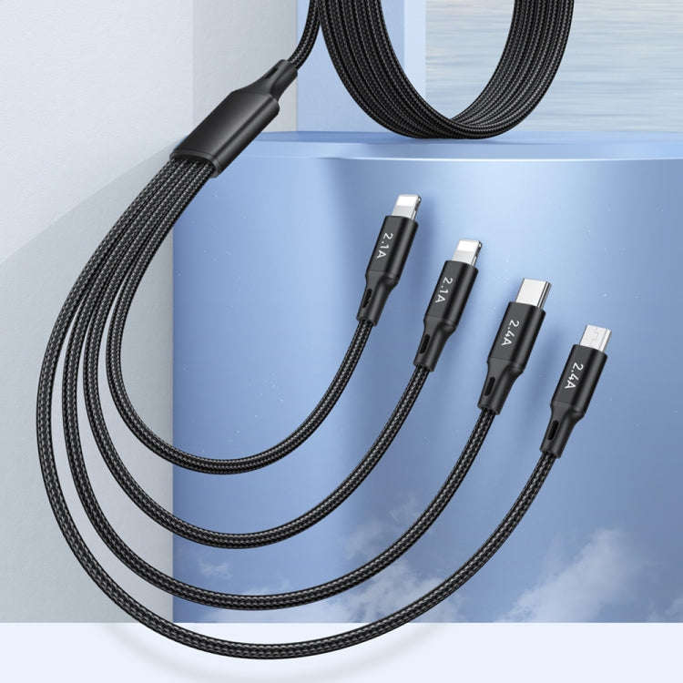 awei CL-129 4 in 1 USB to USB-C / Type-C to 8Pin to Micro USB Multi Charging Cable