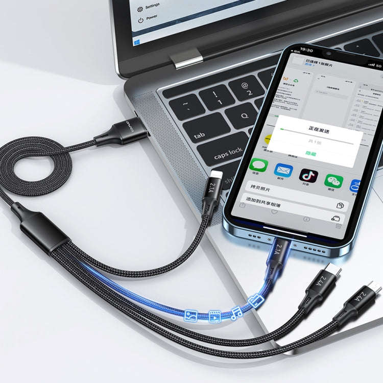 awei CL-129 4 in 1 USB to USB-C / Type-C to 8Pin to Micro USB Multi Charging Cable