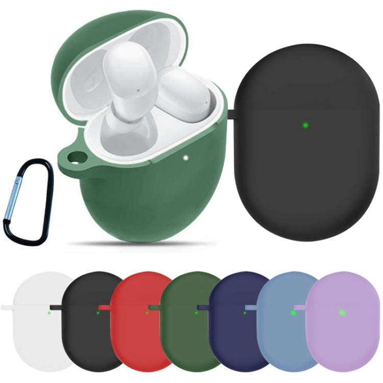For Redmi Buds4 Silicone Earphone Protective Case with D Carabiner(Dark Blue)
