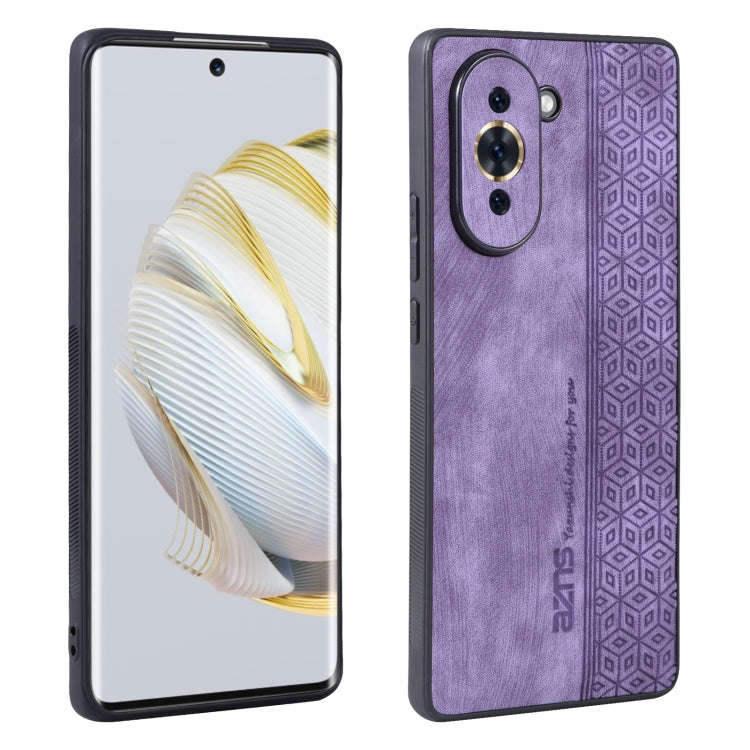 For Huawei nova 10 AZNS 3D Embossed Skin Feel Phone Case(Purple)