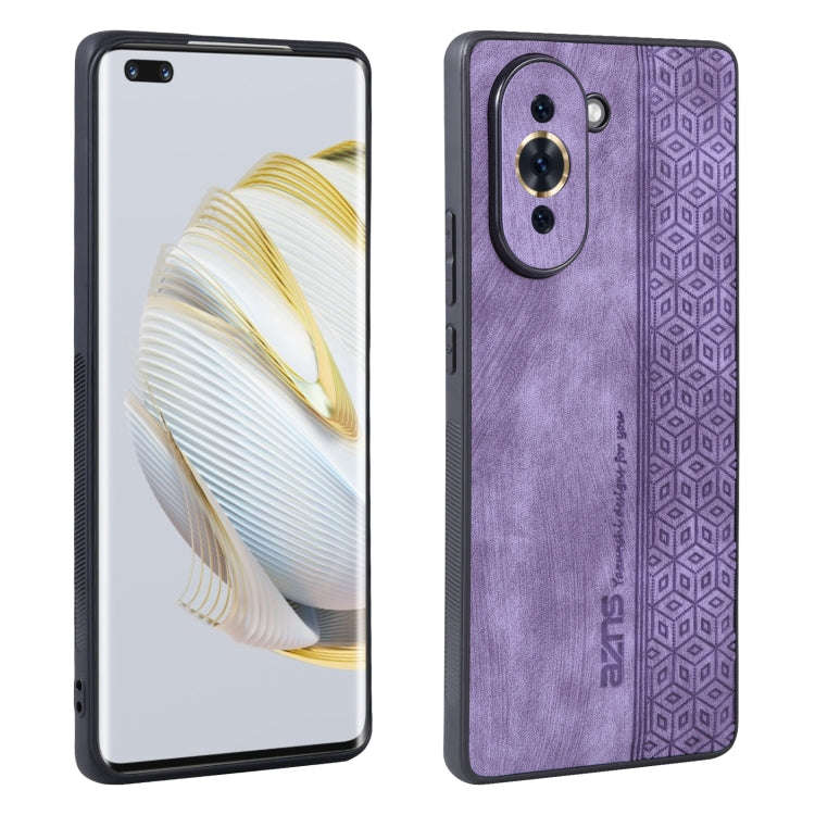 For Huawei nova 10 Pro AZNS 3D Embossed Skin Feel Phone Case(Purple)