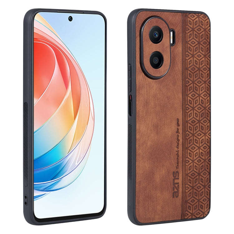 For Honor X40i AZNS 3D Embossed Skin Feel Phone Case(Brown)