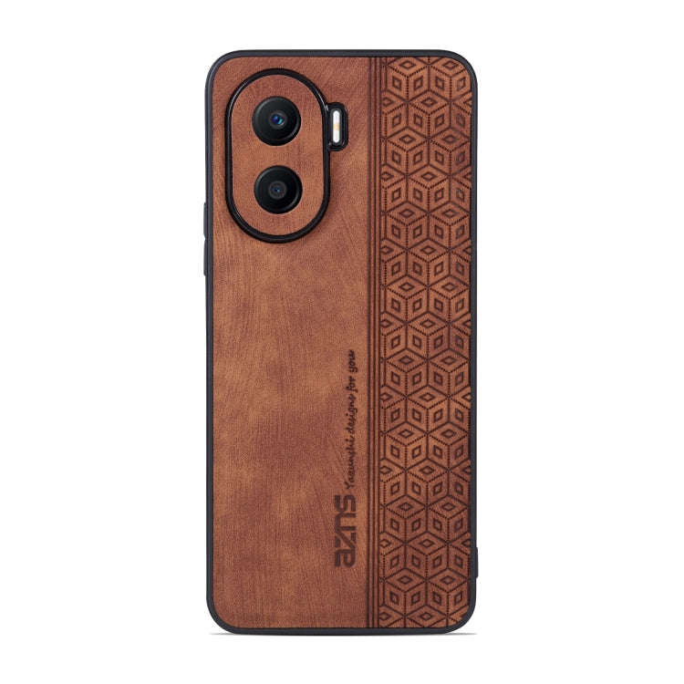 For Honor X40i AZNS 3D Embossed Skin Feel Phone Case(Brown)