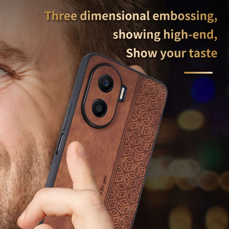 For Honor X40i AZNS 3D Embossed Skin Feel Phone Case(Black)
