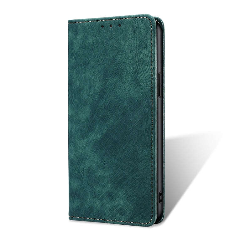 For Sharp Aquos Sense7 RFID Anti-theft Brush Magnetic Leather Phone Case(Green)