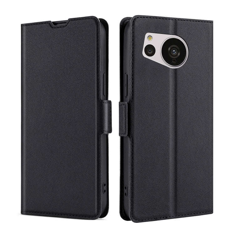 For Sharp Aquos Sense7 Ultra-thin Voltage Side Buckle Leather Phone Case(Black)