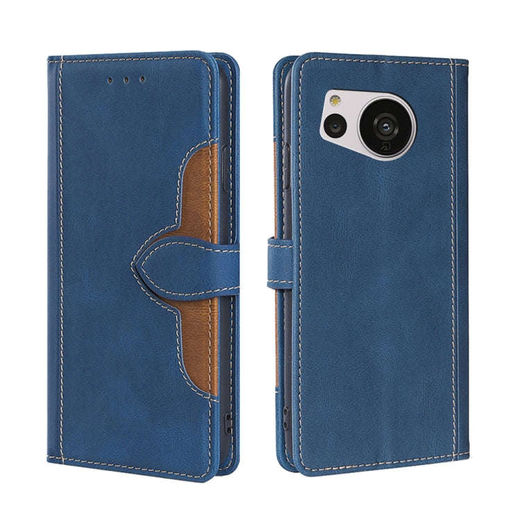For Sharp Aquos Sense7 Skin Feel Magnetic Buckle Leather Phone Case(Blue)