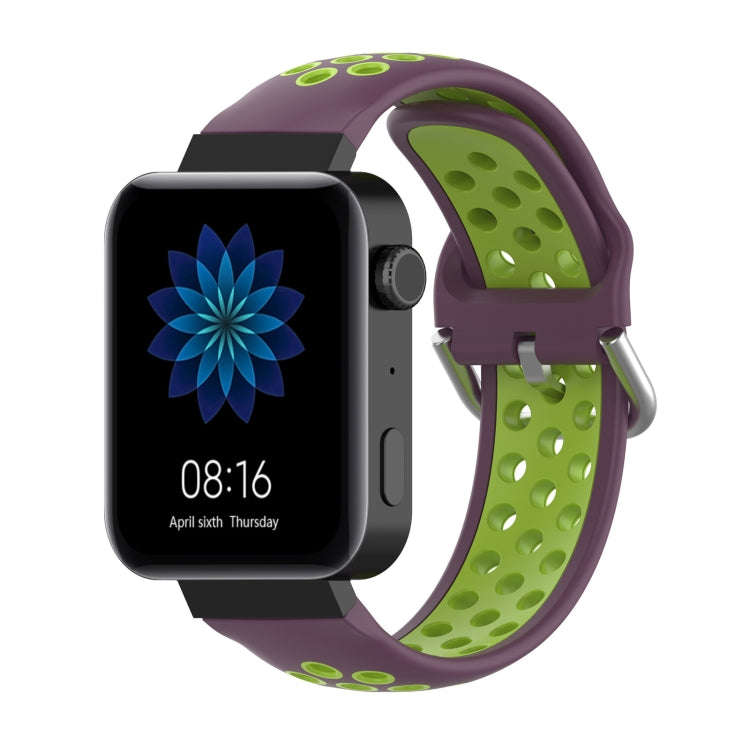 For Xiaomi Watch / Huawei Honor S1 18mm Two Color Sport Watch Band(Purple + Green)