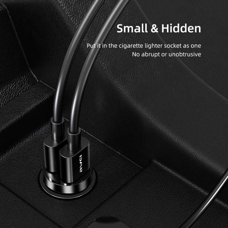 awei C-826 Mini Dual USB 2.4A Car Charger(Black)