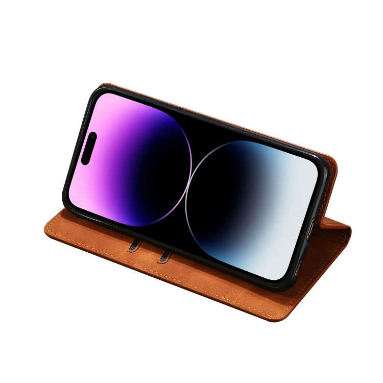For Sharp Aquos Sense7 Skin Feel Magnetic Leather Phone Case(Light Brown)