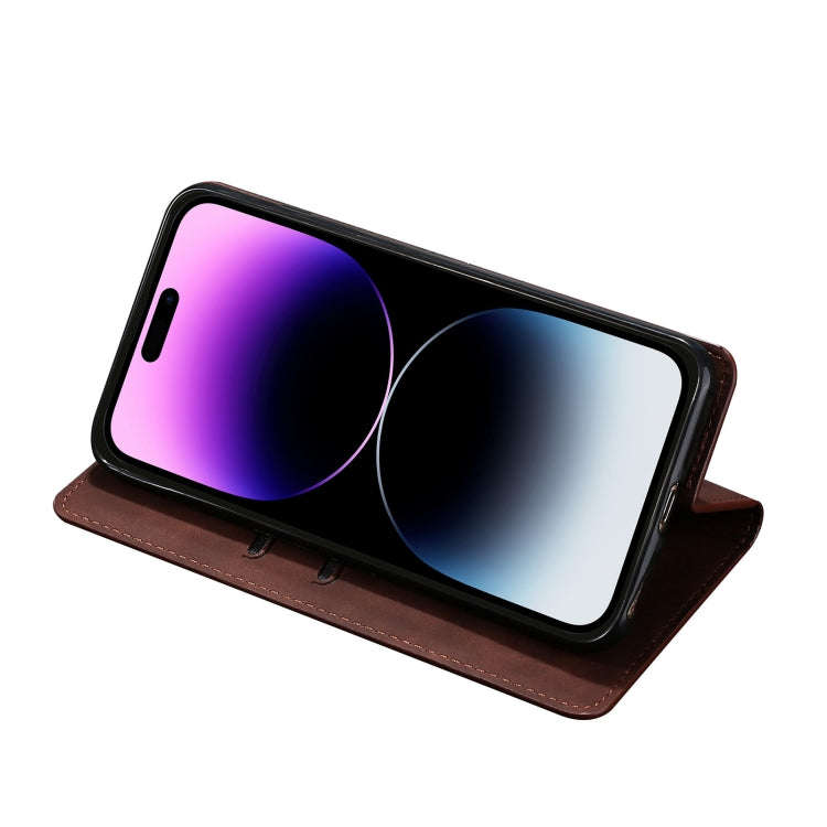 For Sharp Aquos Sense7 Skin Feel Magnetic Leather Phone Case(Dark Brown)