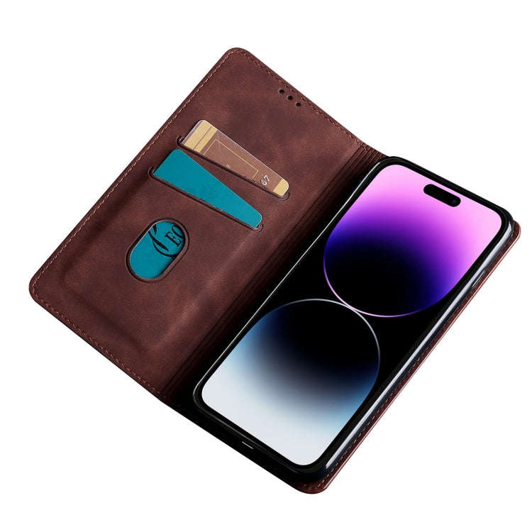 For Sharp Aquos Sense7 Skin Feel Magnetic Leather Phone Case(Dark Brown)