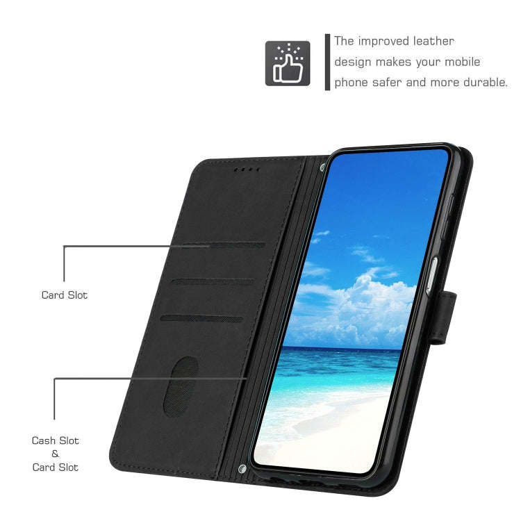 For Google Pixel 7 Skin Feel Heart Pattern Leather Phone Case With Lanyard(Black)