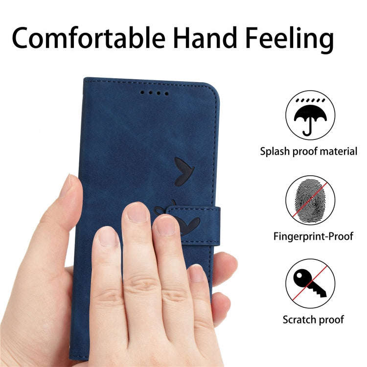 For Google Pixel 7 Pro Skin Feel Heart Pattern Leather Phone Case With Lanyard(Blue)