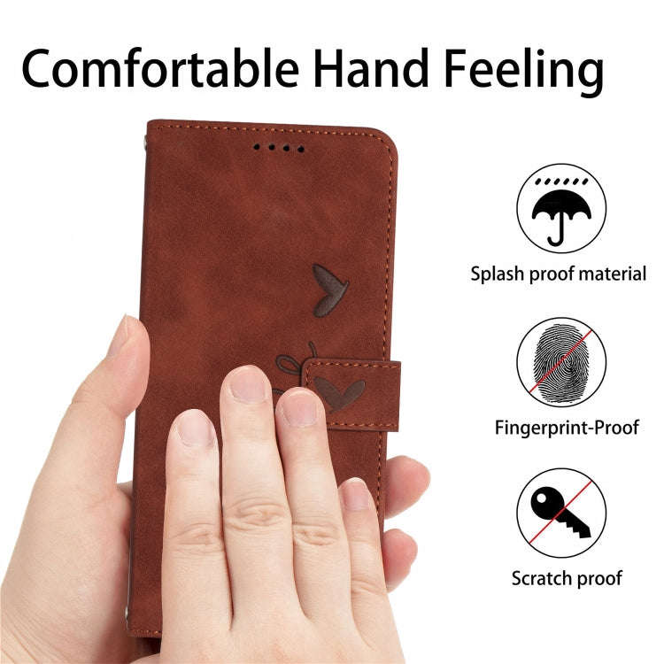 For Google Pixel 7 Pro Skin Feel Heart Pattern Leather Phone Case With Lanyard(Brown)
