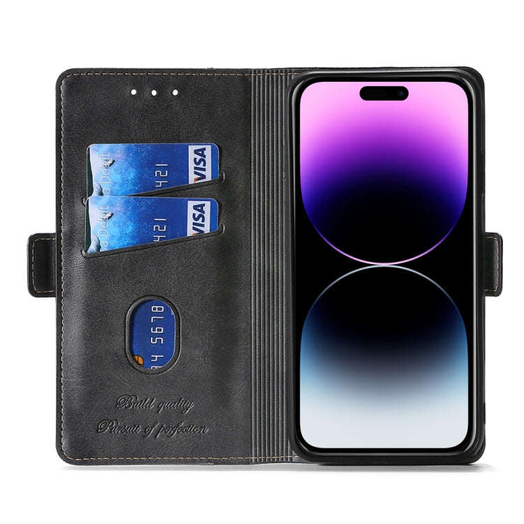 For Sharp Aquos Sense7 Contrast Color Side Buckle Leather Phone Case(Black + Grey)