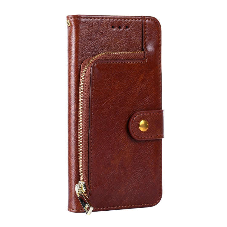 For Sharp Aquos Sense7 Zipper Bag Leather Phone Case(Brown)