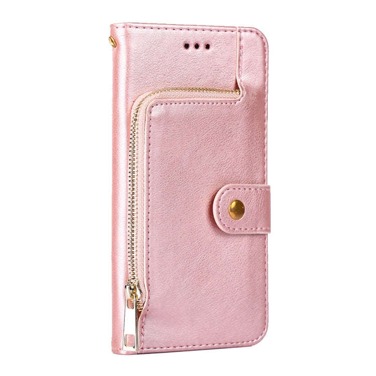 For Sharp Aquos Sense7 Zipper Bag Leather Phone Case(Rose Gold)