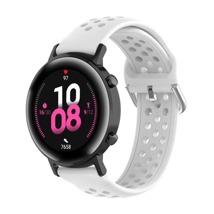 For Huawei Watch GT2 42MM 20mm Clasp Solid Color Sport Watch Band(White)