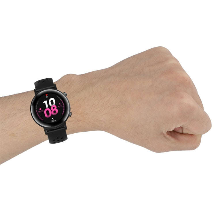 For Huawei Watch GT2 42MM 20mm Clasp Solid Color Sport Watch Band(Dark Blue)