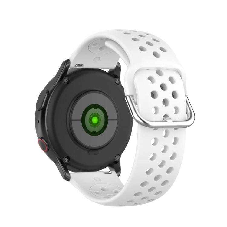 For Galaxy Watch Active2 / Active 20mm Clasp Solid Color Sport Watch Band(White)