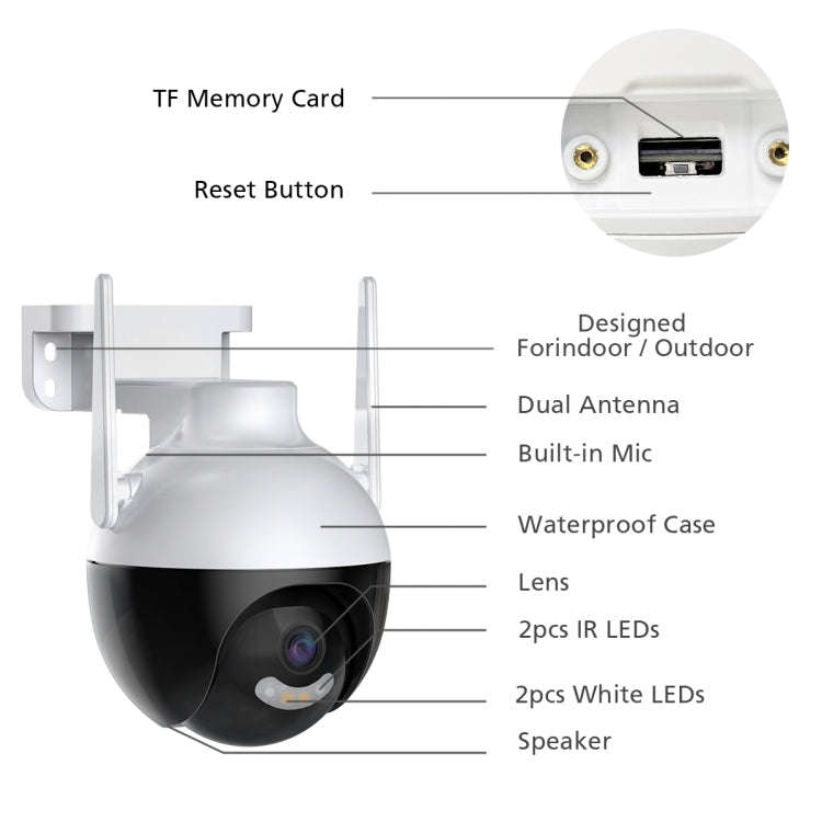 A18 4MP HD Wireless WiFi Smart Surveillance Camera, Specification:AU Plug