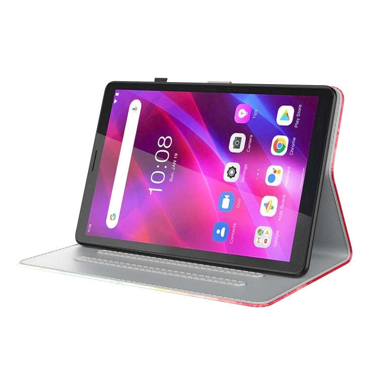 For Lenovo Tab M7 3rd Gen Watercolor Pattern Flip Leather Tablet Case(Spring Cherry)