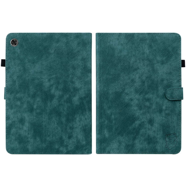 For Lenovo Tab M7 3rd Gen Tiger Pattern Flip Leather Tablet Case(Dark Green)