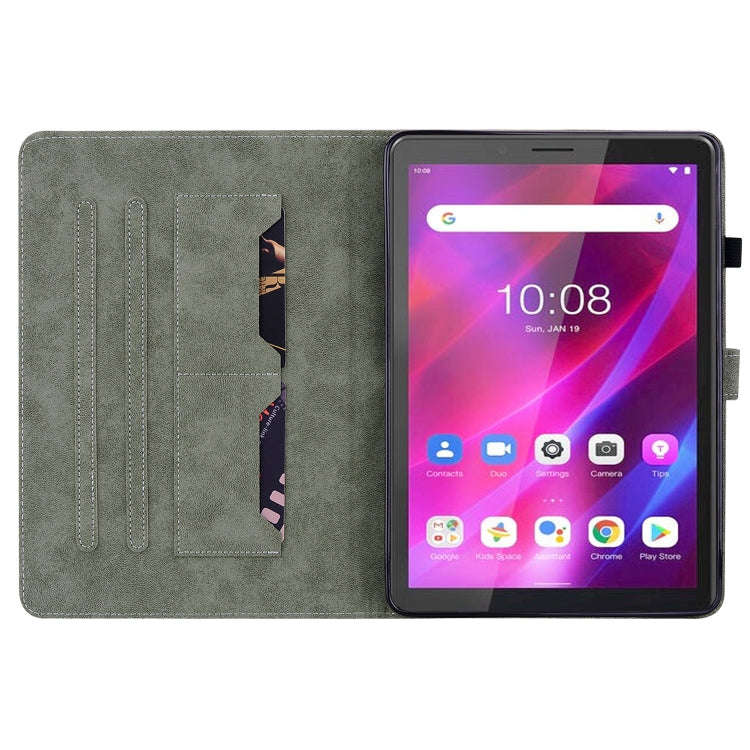 For Lenovo Tab M7 3rd Gen Tiger Pattern Flip Leather Tablet Case(Dark Green)