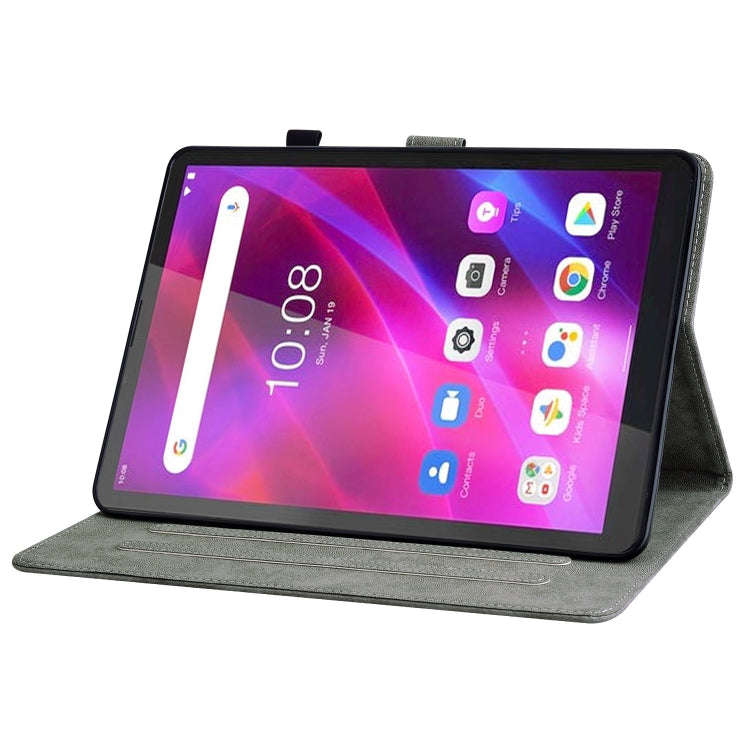 For Lenovo Tab M7 3rd Gen Tiger Pattern Flip Leather Tablet Case(Dark Green)