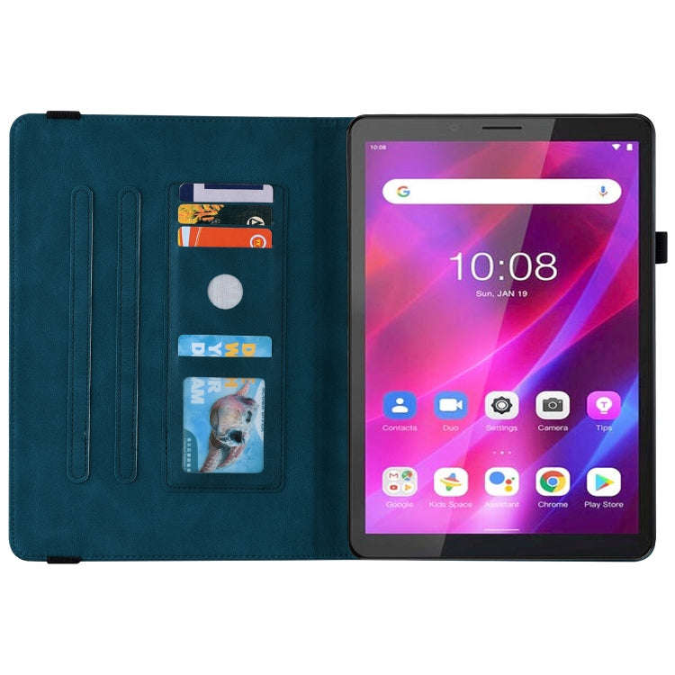 For Lenovo Tab M7 3rd Gen Butterfly Flower Embossed Leather Tablet Case(Blue)