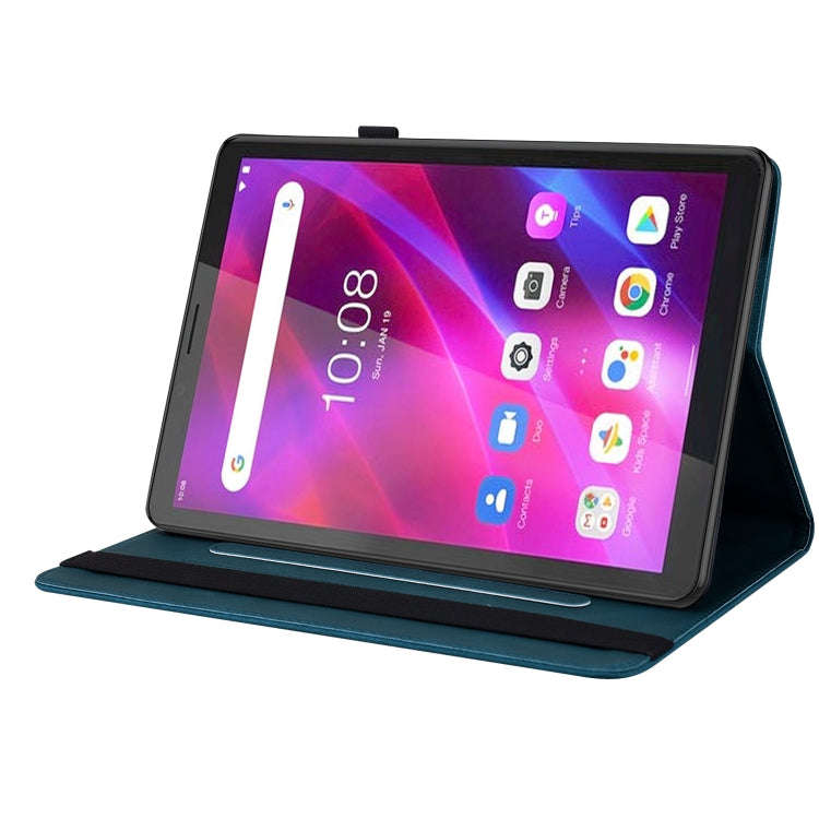 For Lenovo Tab M7 3rd Gen Butterfly Flower Embossed Leather Tablet Case(Blue)
