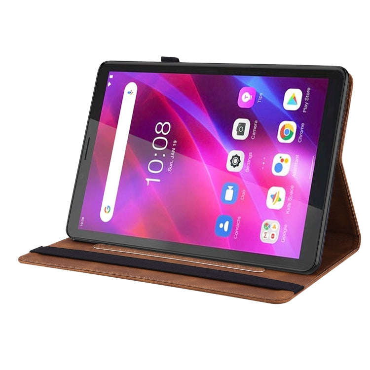 For Lenovo Tab M7 3rd Gen Butterfly Flower Embossed Leather Tablet Case(Brown)