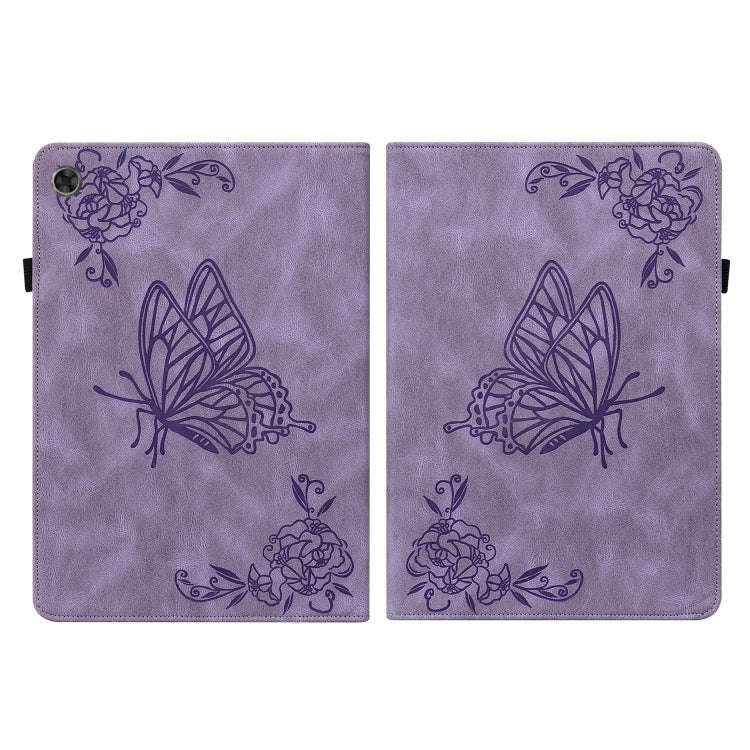 For Lenovo Tab M7 3rd Gen Butterfly Flower Embossed Leather Tablet Case(Purple)