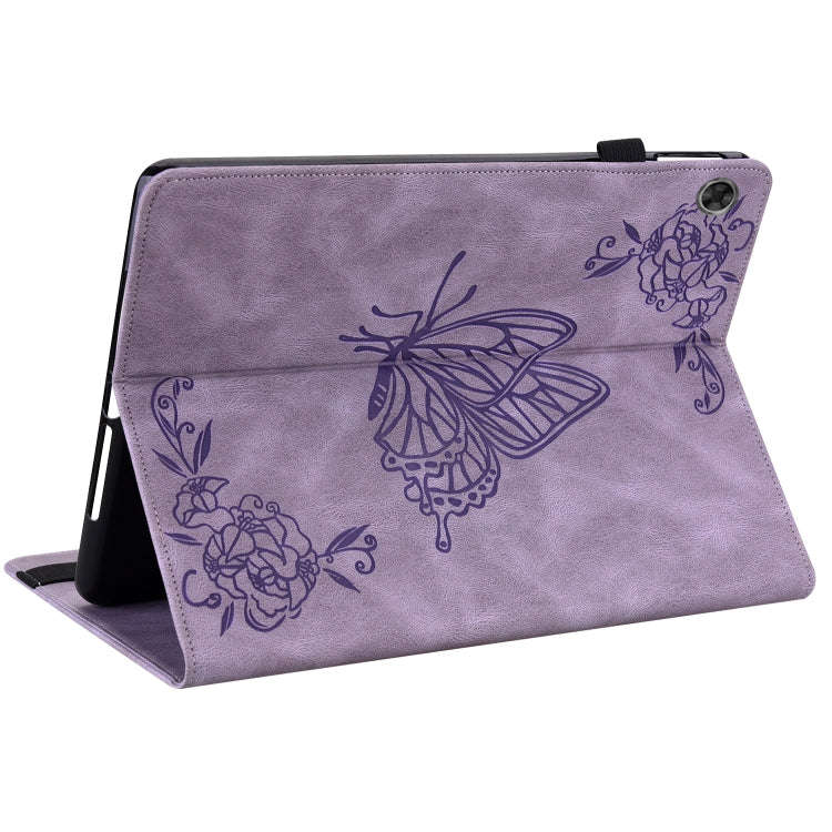 For Lenovo Tab M7 3rd Gen Butterfly Flower Embossed Leather Tablet Case(Purple)