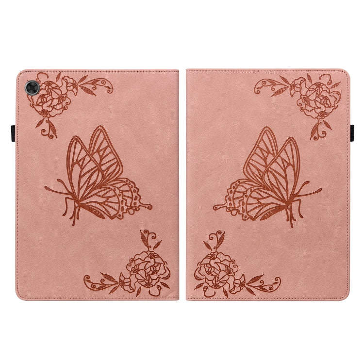 For Lenovo Tab M7 3rd Gen Butterfly Flower Embossed Leather Tablet Case(Rose Gold)