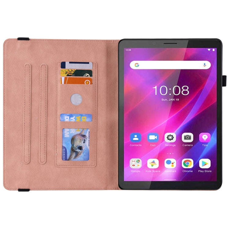 For Lenovo Tab M7 3rd Gen Butterfly Flower Embossed Leather Tablet Case(Rose Gold)
