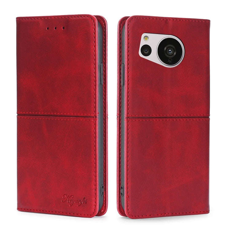 For Sharp Aquos Sense7 Cow Texture Magnetic Leather Phone Case(Red)