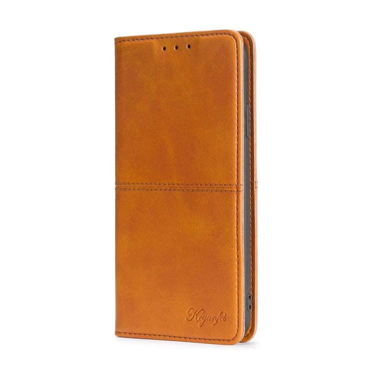 For Sharp Aquos Sense7 Cow Texture Magnetic Leather Phone Case(Light Brown)