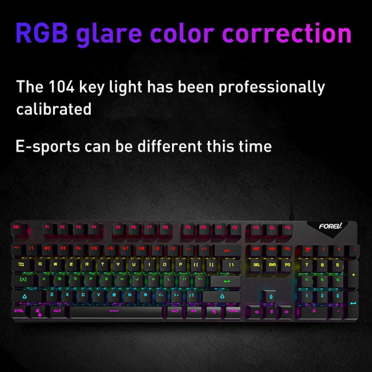 FOREV FVQ302 Mixed Color Wired Mechanical Gaming Illuminated Keyboard(White Green)
