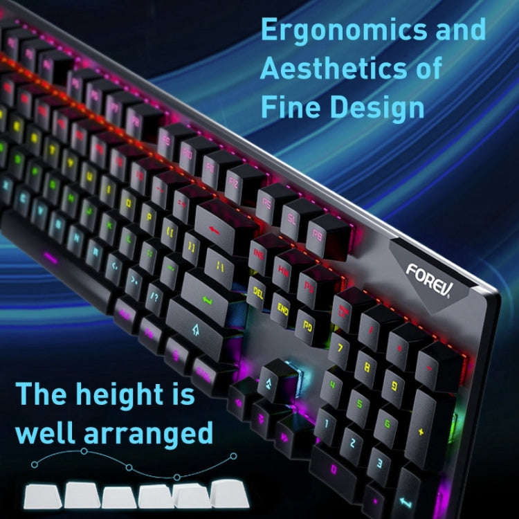 FOREV FVQ302 Mixed Color Wired Mechanical Gaming Illuminated Keyboard(White Yellow)