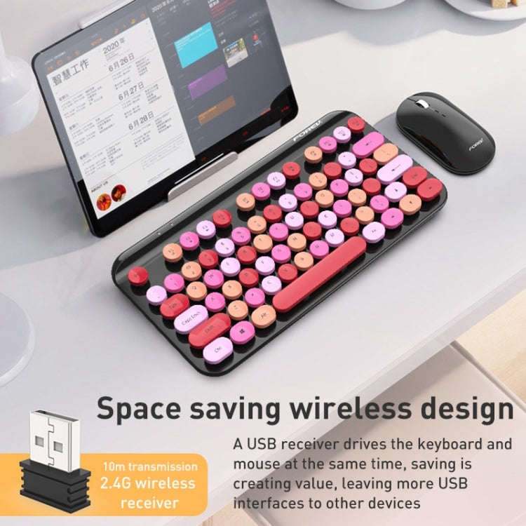 FOREV FFVWI9 Mixed Color Portable 2.4G Wireless Keyboard Mouse Set(Red)