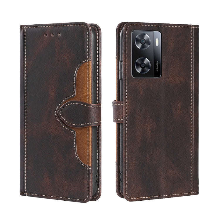 For OnePlus Nord N20 SE 4G Skin Feel Magnetic Buckle Leather Phone Case(Brown)
