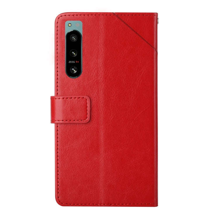 For Sony Xperia 5 IV HT01 Y-shaped Pattern Flip Leather Phone Case(Red)
