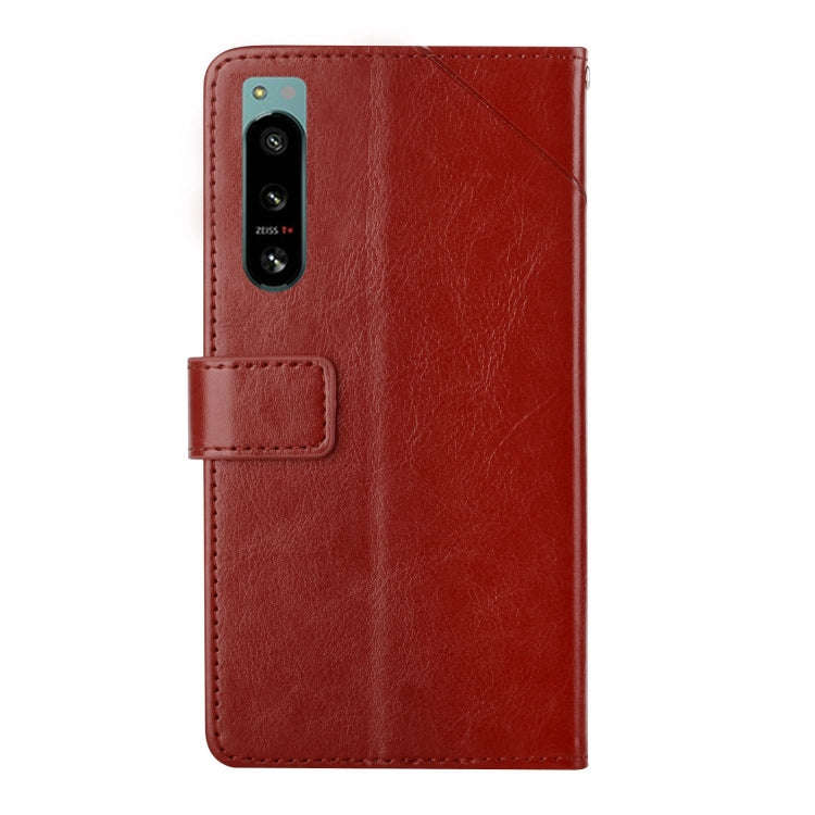 For Sony Xperia 5 IV HT01 Y-shaped Pattern Flip Leather Phone Case(Brown)