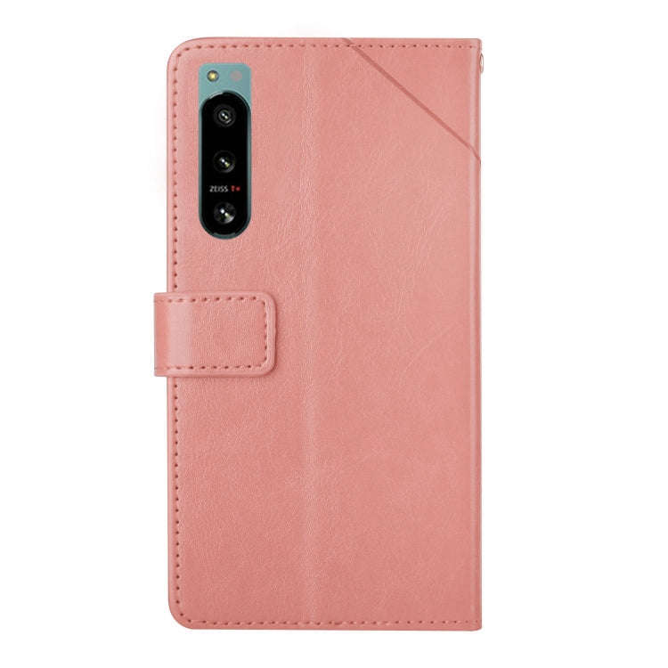 For Sony Xperia 5 IV HT01 Y-shaped Pattern Flip Leather Phone Case(Pink)