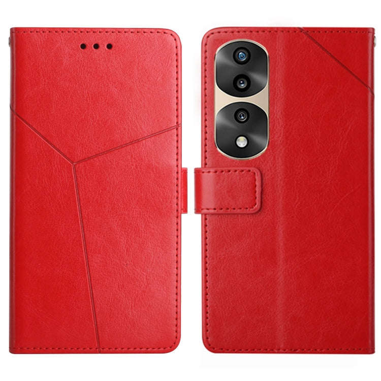For Honor 70 Pro/70 Pro+ HT01 Y-shaped Pattern Flip Leather Phone Case(Red)