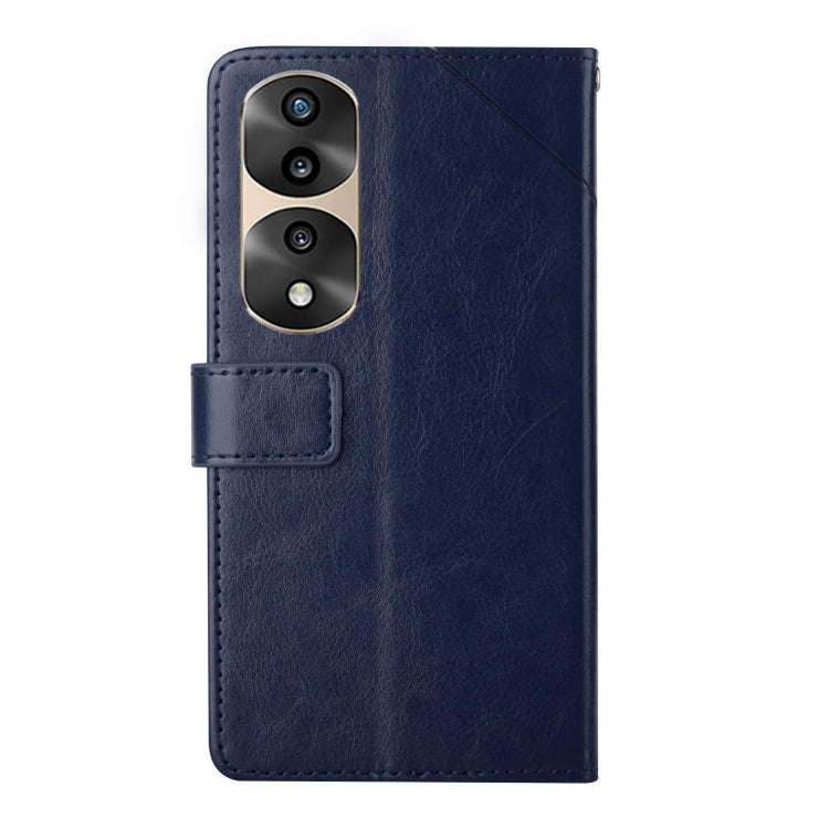 For Honor 70 Pro/70 Pro+ HT01 Y-shaped Pattern Flip Leather Phone Case(Blue)
