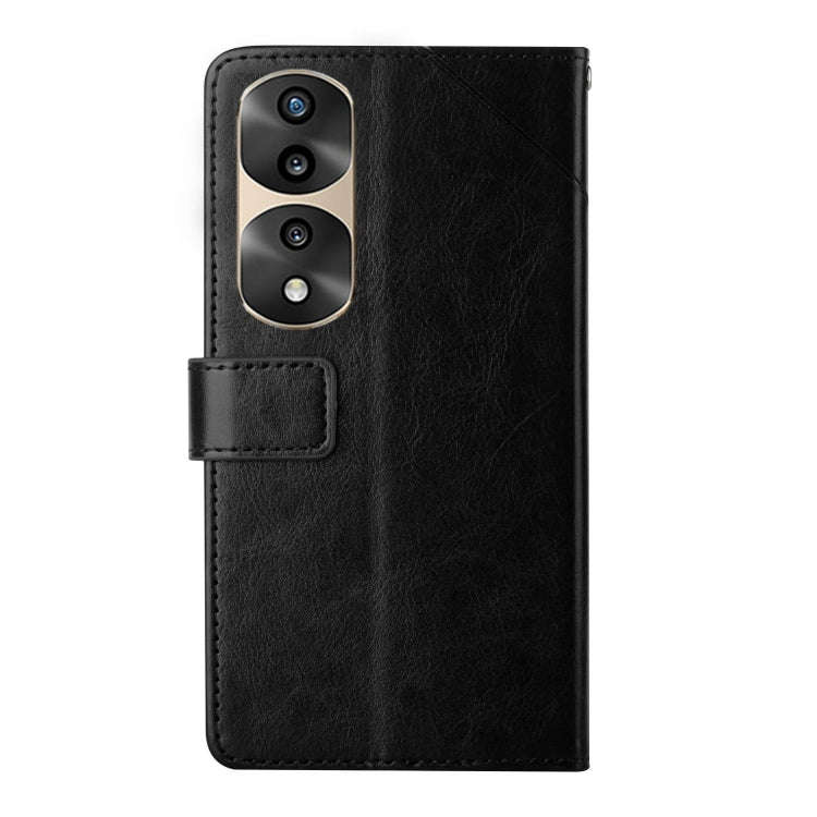 For Honor 70 Pro/70 Pro+ HT01 Y-shaped Pattern Flip Leather Phone Case(Black)