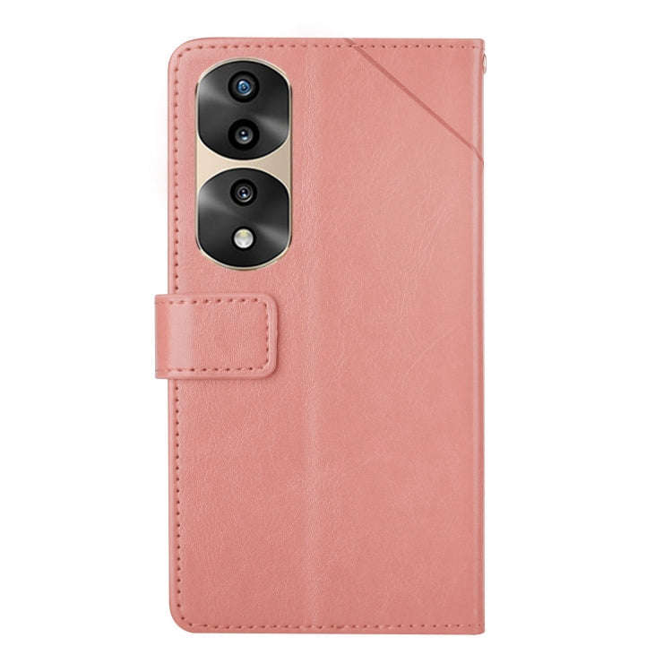 For Honor 70 Pro/70 Pro+ HT01 Y-shaped Pattern Flip Leather Phone Case(Pink)